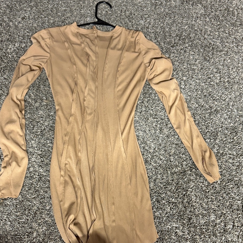 SHEIN Chic Camel Long Sleeve Dress